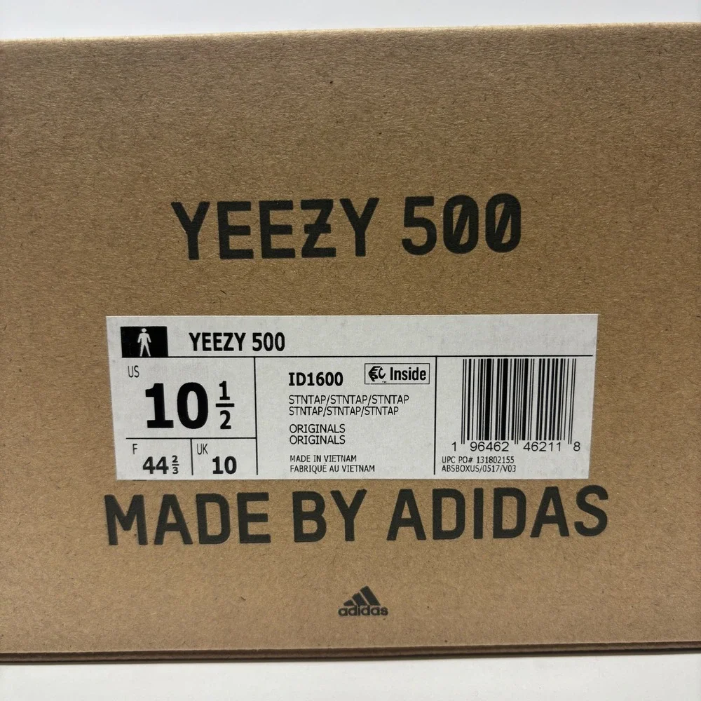 Adidas Yeezy 500 Stone Taupe Mens 10.5 Low Top Sneakers Gum Sole ID1600 NIB Read